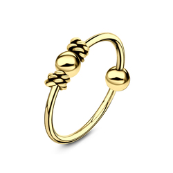 Gold Plated Knit Silver Ball Nose Ring NSKR-57-GP